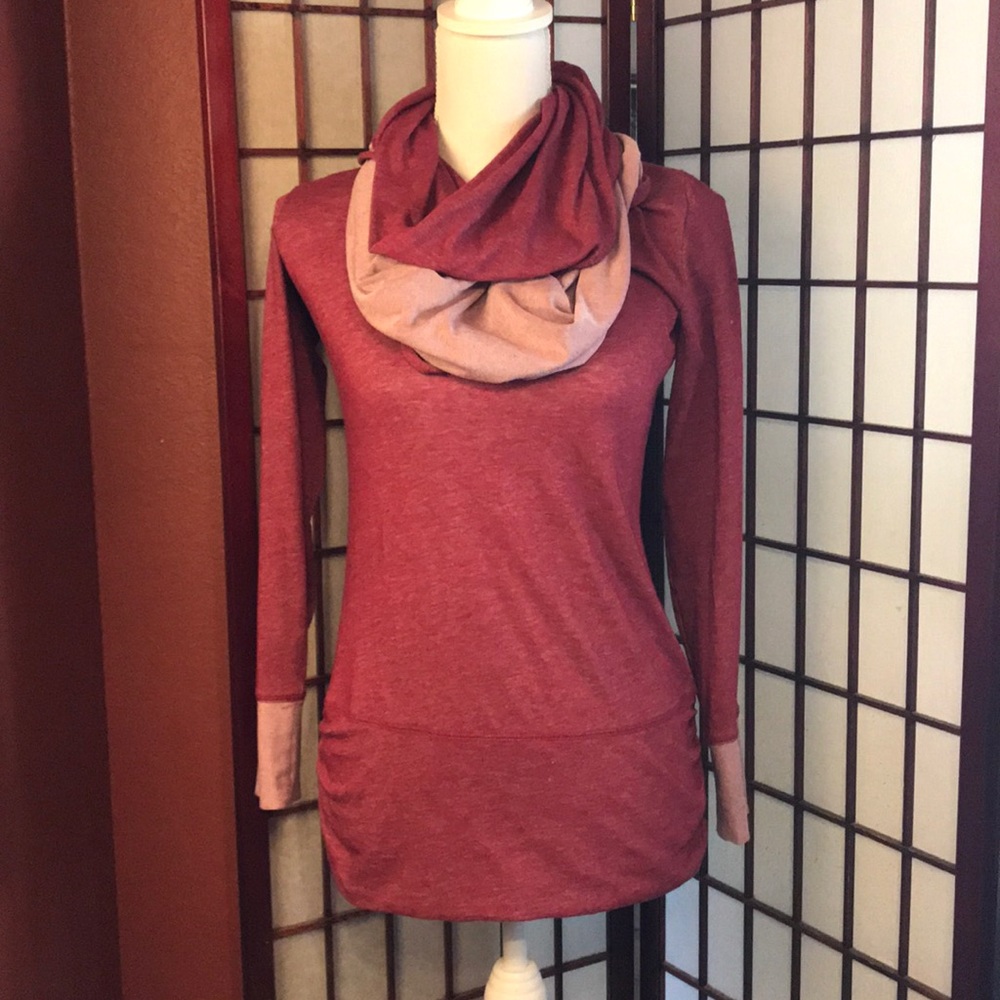 Lucy Athletic Cowl Neck Long Sleeve Long Tunic